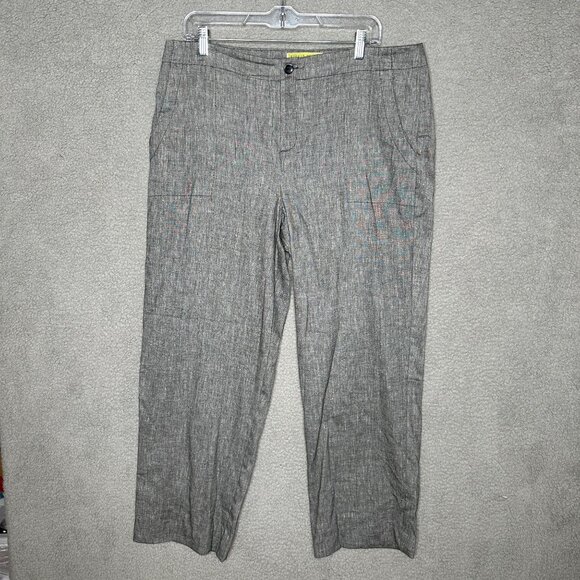 Sigrid Olsen LINEN Dress Pants Womens Size 14 Heathered Black High Rise Career - Picture 1 of 12